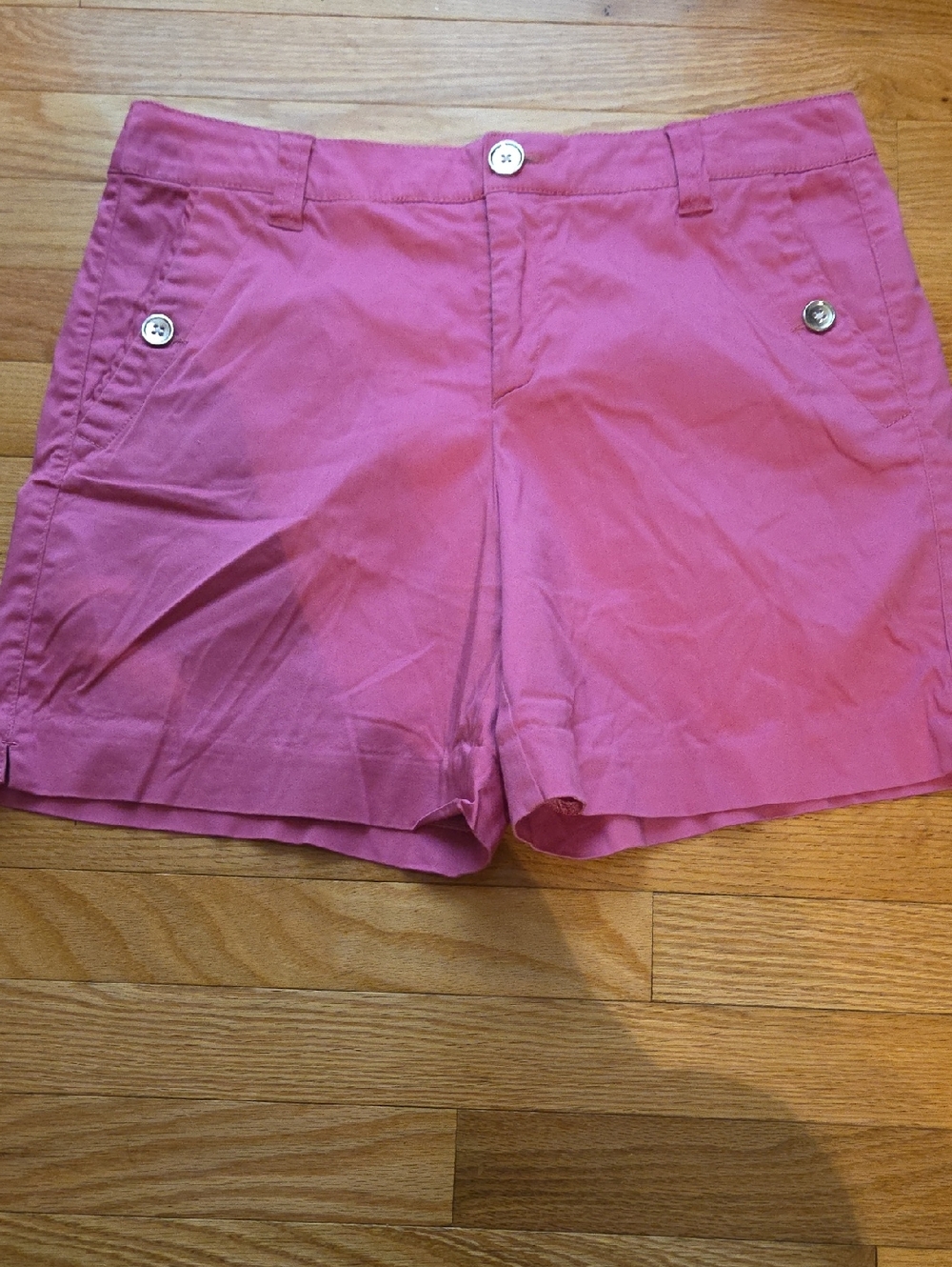 intro. Pink Button-Front Casual Bermuda Shorts